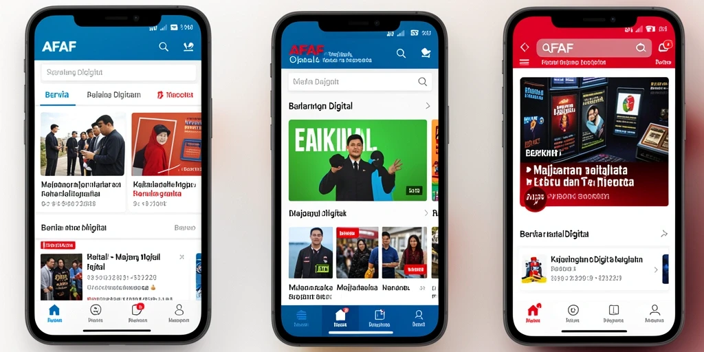 Antarmuka aplikasi AFAF dengan tampilan Majalah Digital yang menarik.