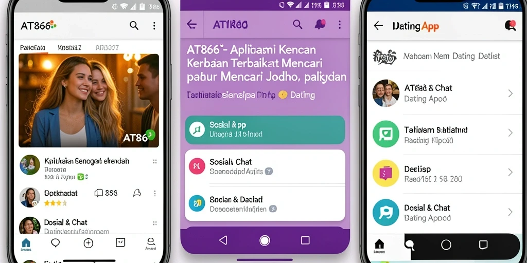Antarmuka utama AT866 yang menarik dan mudah digunakan untuk aplikasi Dating App.