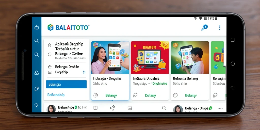 Tampilan antarmuka pengguna aplikasi BALAITOTO untuk dropship.