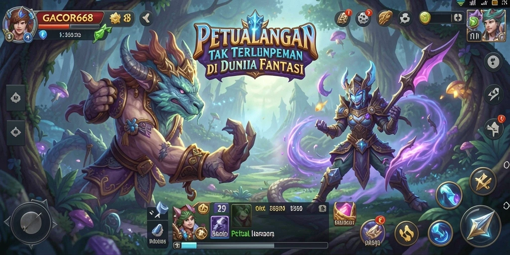 Tampilan antarmuka GACOR668 saat berpetualang dengan karakter unik.
