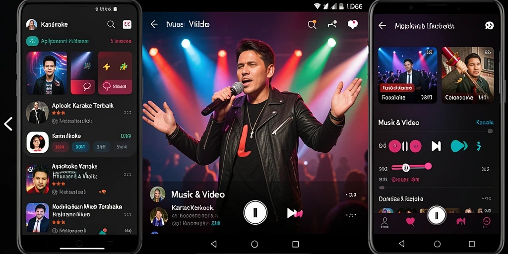 Antarmuka aplikasi ID66 yang menarik dan interaktif untuk Karaoke.