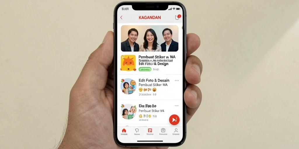 Antarmuka KAGANDAN saat membuat stiker WA yang kreatif.
