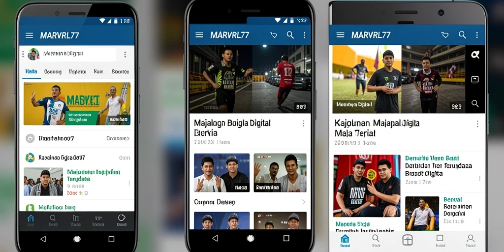 Antarmuka aplikasi MARVRL77 dengan berita terbaru.