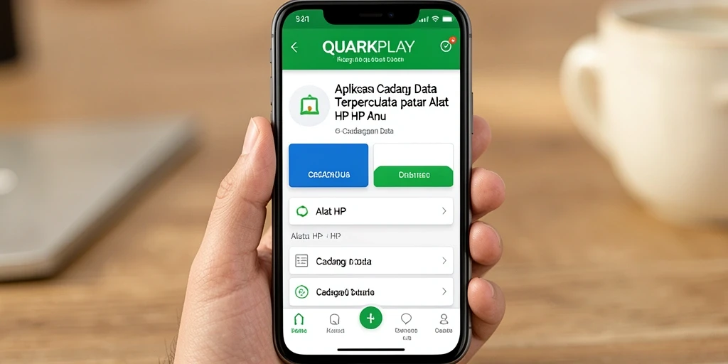 Antarmuka pengguna QUARKPLAY yang intuitif untuk pencadangan data.