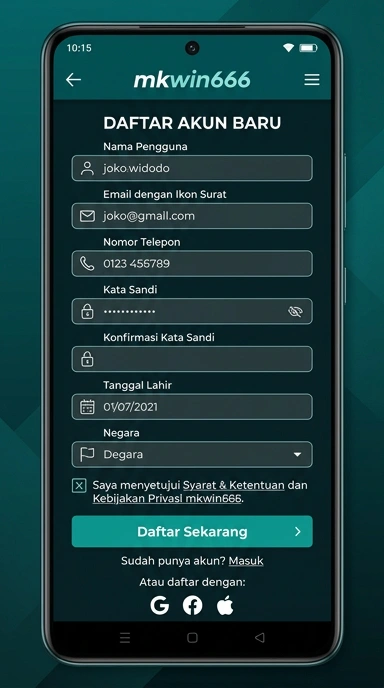 Cara Mudah Membuat Akun mkwin666 untuk Android